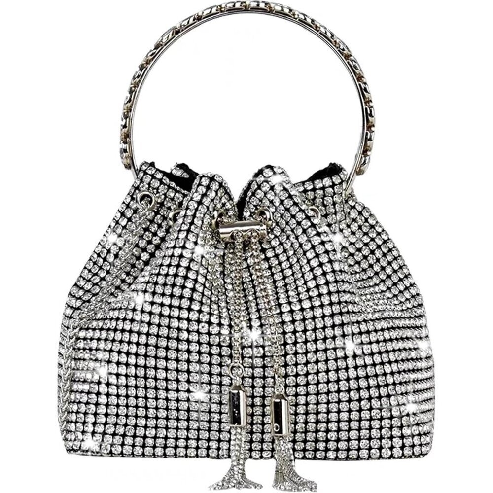 Women Purse Rhinestone Purse Bling Rhinestone Bag Shiny Silver Stylish Trendy